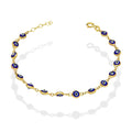 MR10PD029 Pulsera Dama Oro Sólido 10K EMF10 Modelo Ojitos Turcos Azul Marino con Bisel 4.5 mm Ajustable 18 a 20 cm