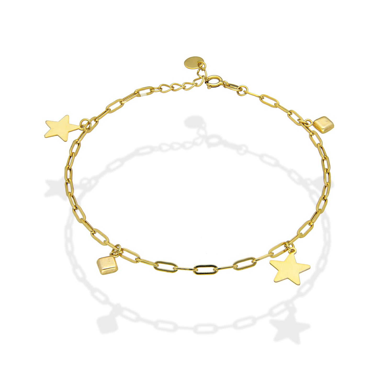 MR10PD037 Pulsera Dama Oro Sólido 10K EMF10 Modelo Clip Estrellas Colgantes - Eslabones 2.5 mm Ajustable 18 a 20 cm