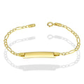 MR10PN004 Pulsera Esclava NIños Oro Sólido 10K Modelo Fígaro 3x1 Diamantada 2.5 mm x 14 cm