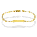 MR10PN007 Pulsera Esclava NIños Oro Sólido 10K Modelo Fígaro 1x0 Diamantada. 3 mm x 16 cm