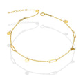 MR10TB014 Pulsera Tobillera Dama Oro Sólido 10K Mod Circulitos Colgantes Lisos 3 mm Largo Ajustable 23 a 25 cm