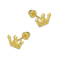 MR14AB006 Arete Broquel Oro Sólido 14K Modelo Corona 3 Puntas 7 mm de Diámetro