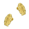 MR14AB010 Arete Broquel Oro Sólido 14K Modelo Virgen Amarilla Troquelado 11 mm de Diámetro