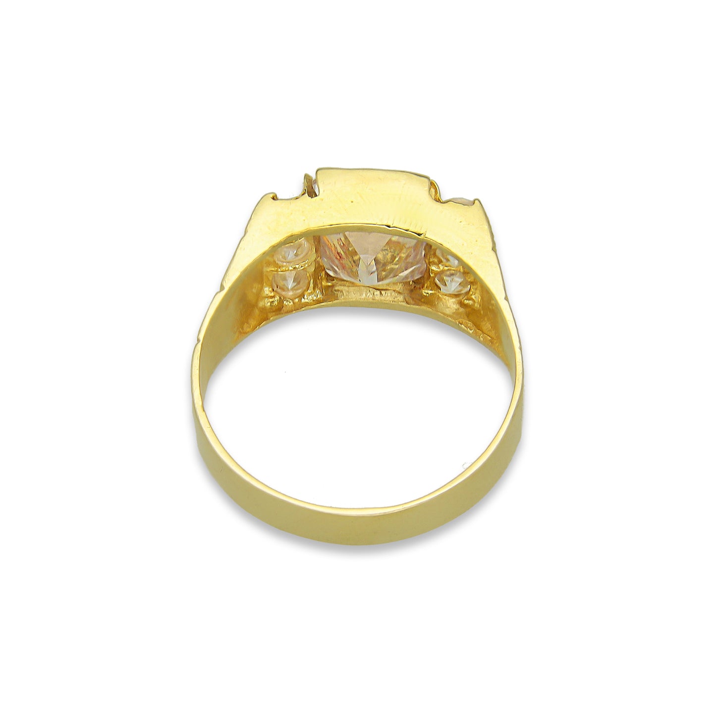 MR14AC007 Anillo Para Caballero Oro Sólido 14K Modelo Zirconia Rectangular 3 Laterales Redondas