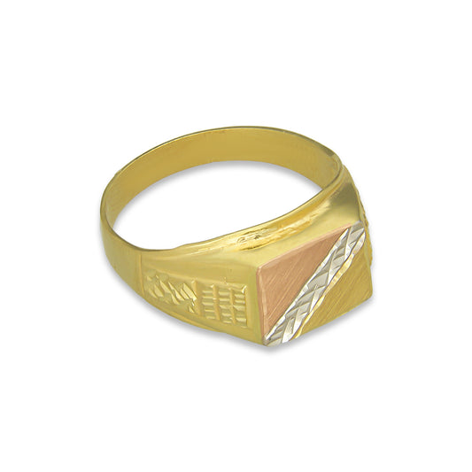 MR14AC011 Anillo Para Caballero Oro Sólido 14K Modelo Rectángulo Horizontal Florentino