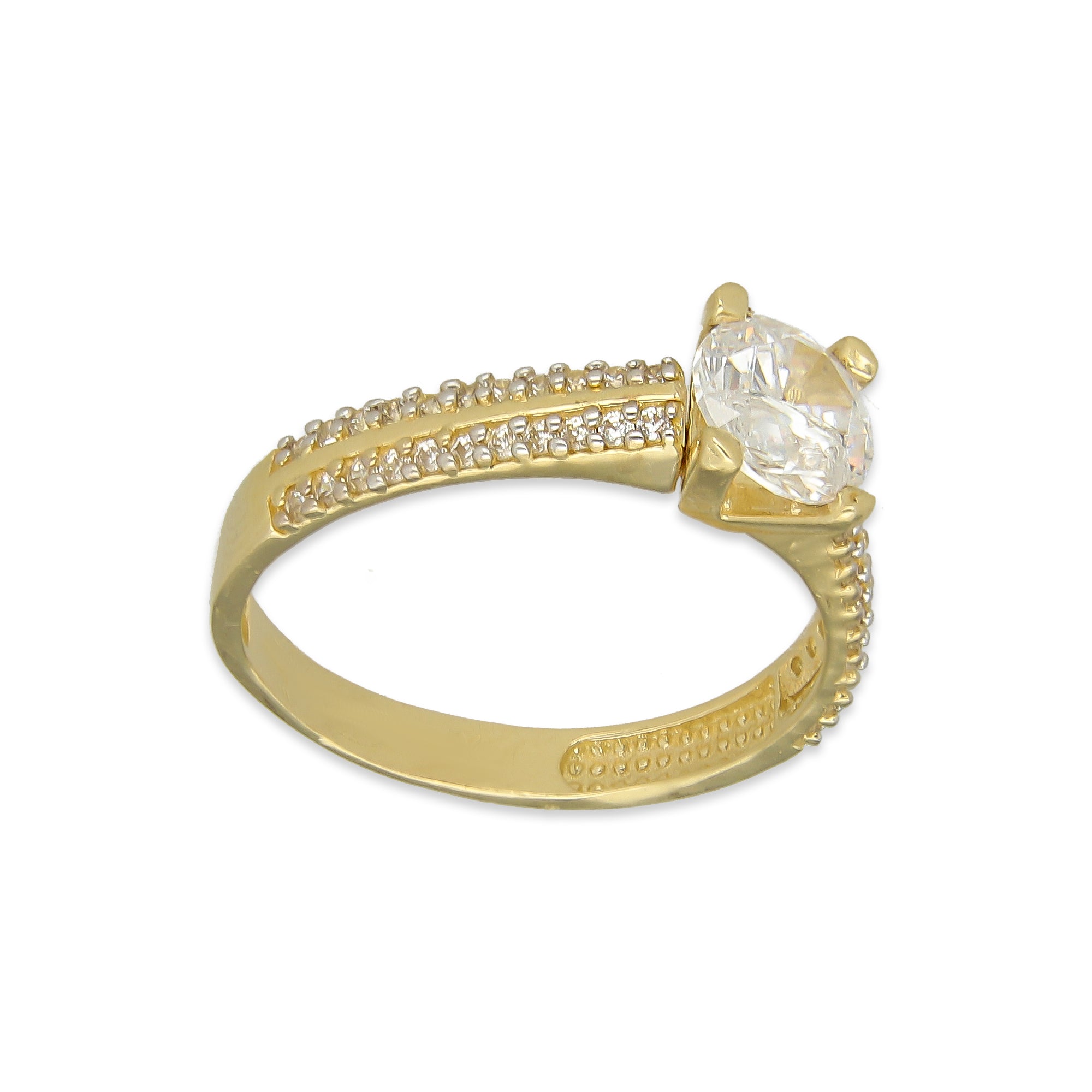 MR14AD007 Anillo Solitario Dama Oro Sólido 14K Modelo 2 LZ Zirconia Principal 6 mm