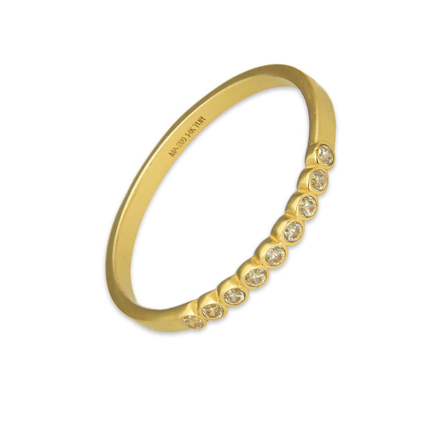 MR14AD011 Anillo Dama Oro Sólido 14K Churumbela Modelo 1 Línea Zirconia Delgada