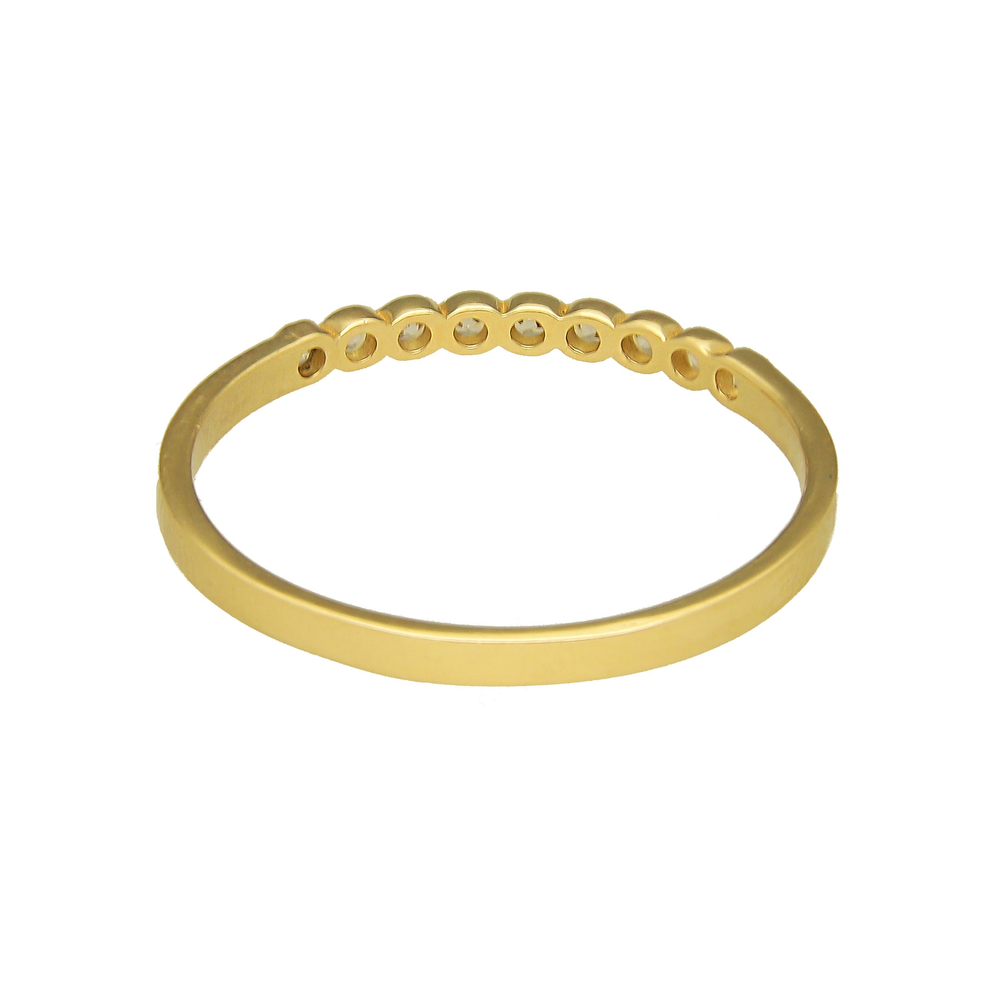 MR14AD011 Anillo Dama Oro Sólido 14K Churumbela Modelo 1 Línea Zirconia Delgada
