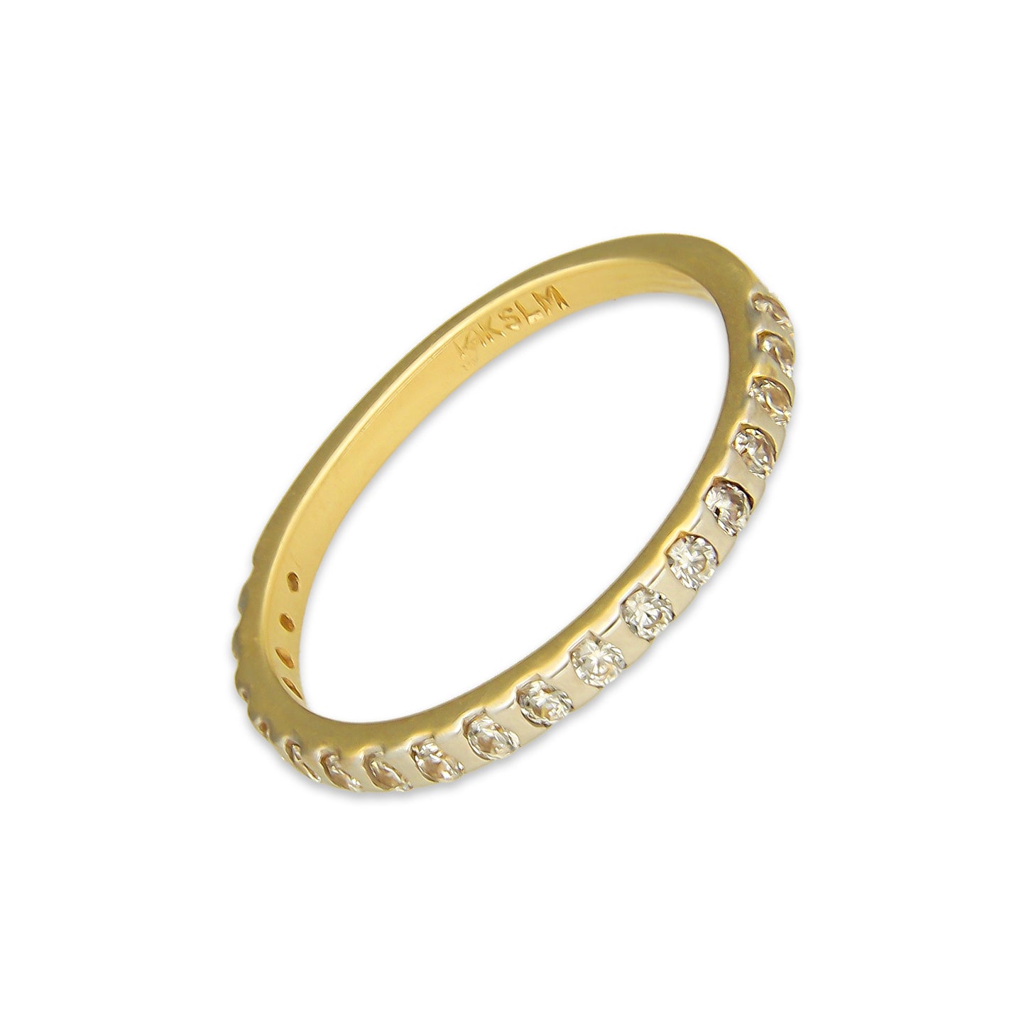 MR14AD012 Anillo Dama Oro Sólido 14K Churumbela Modelo Cuarto de Circunferencia con Zirconias