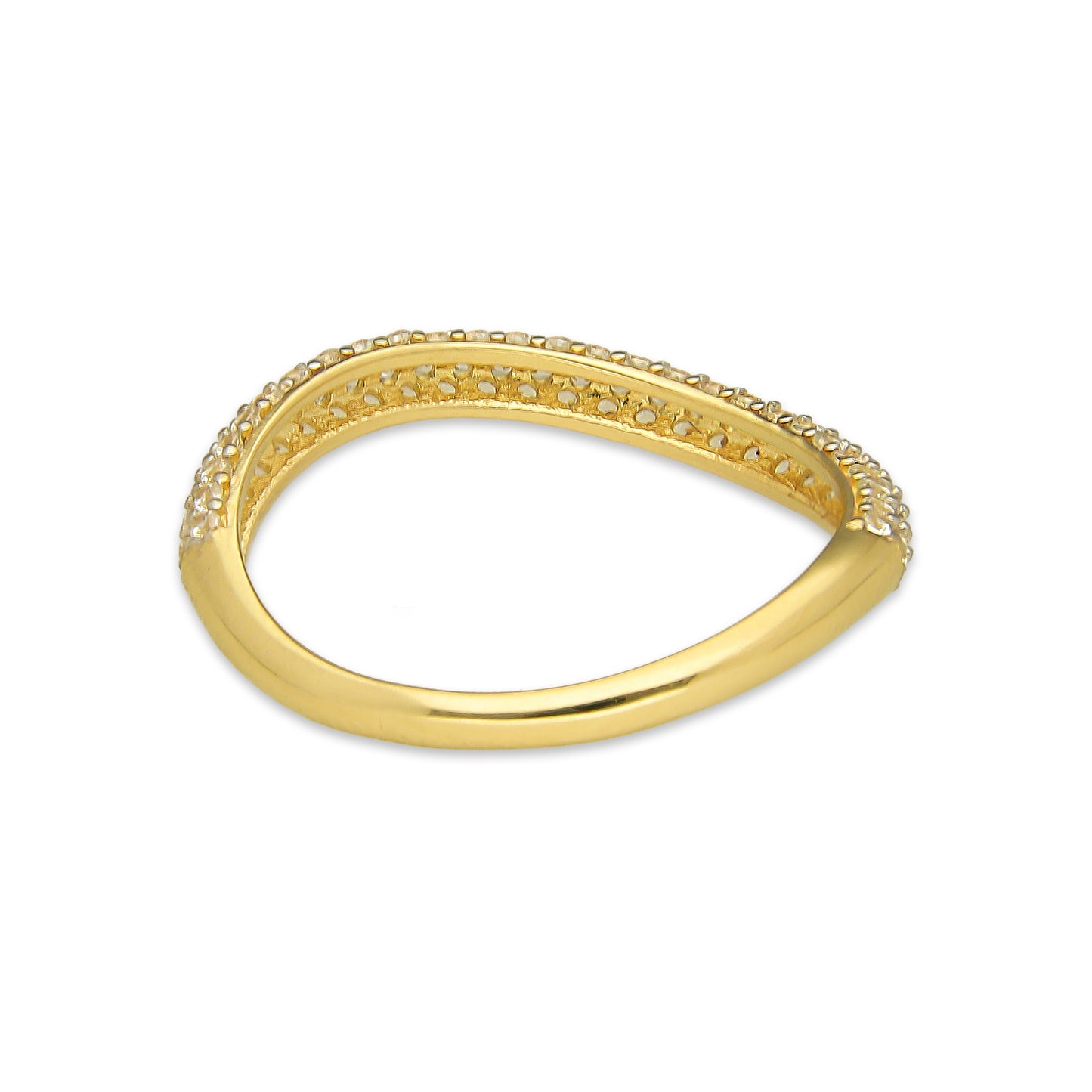 MR14AD016 Anillo Dama Oro Sólido 14K Churumbela Modelo Torcida Pavé