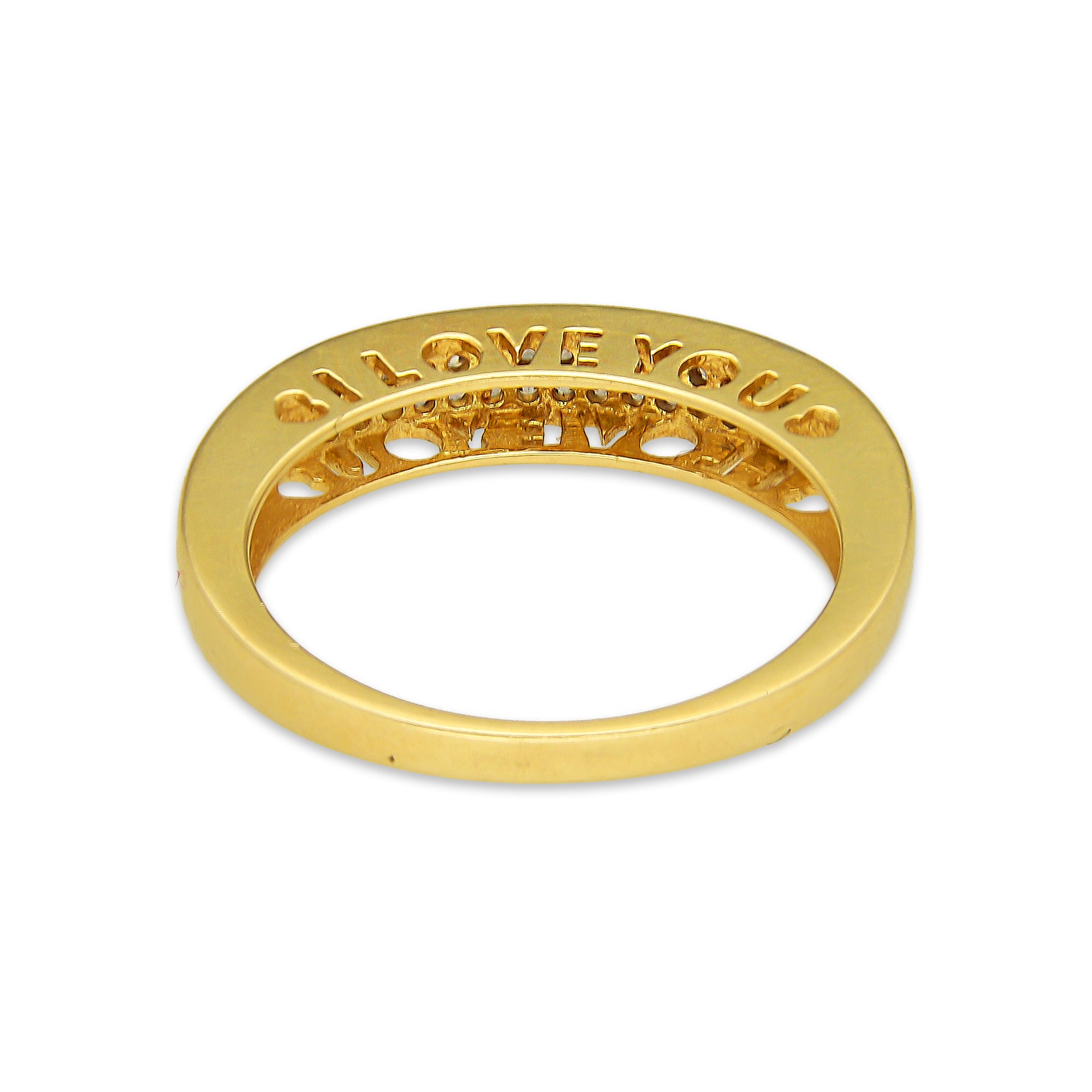 MR14AD018 Anillo Dama Oro Sólido 14K Churumbela Modelo I Love U con Zirconia