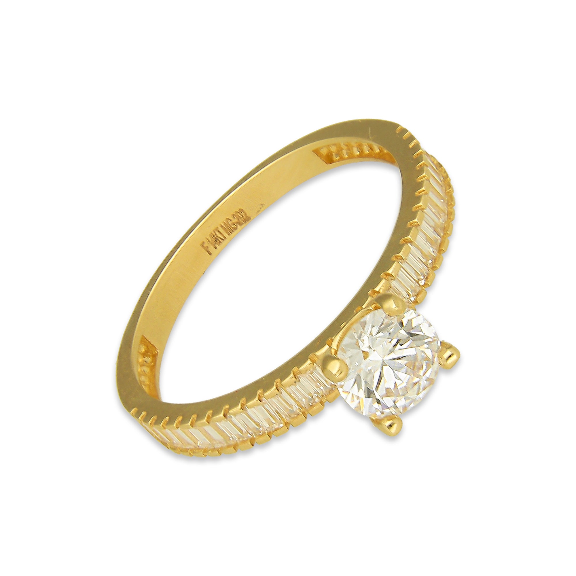 MR14AD022 Anillo Dama Solitario Oro Sólido 14K Modelo Zirconia Baguettes 6 mm Zirconia Principal