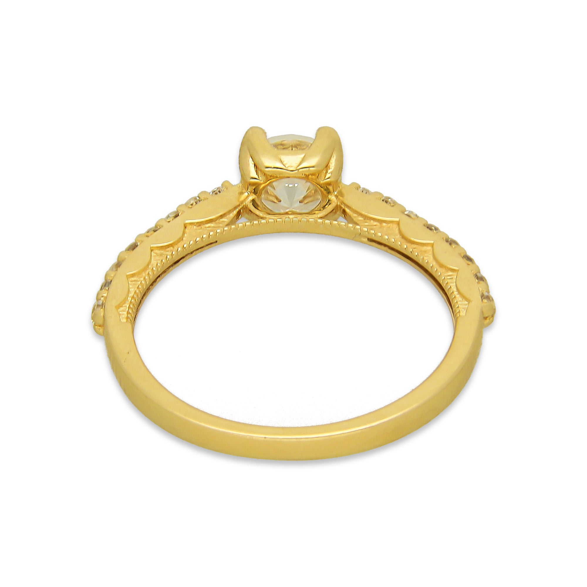 MR14AD025 Anillo Dama Solitario Oro Sólido 14K Modelo Zirconias Resaltadas 5 mm Zirconia Principal