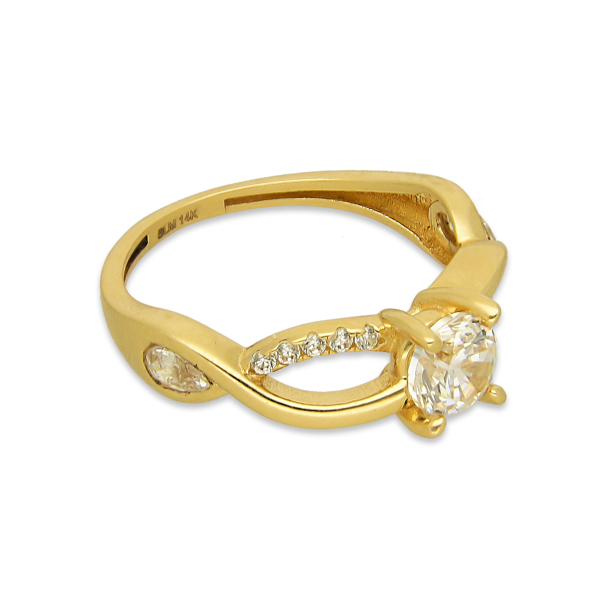 MR14AD026 Anillo Dama Solitario Oro Sólido 14K Modelo ADN 5 mm Zirconia Principal