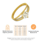 MR14AD028 Anillo Dama Solitario Oro Sólido 14K Modelo 3 Lineas Lisas Florentino 6 mm Zirconia Principal