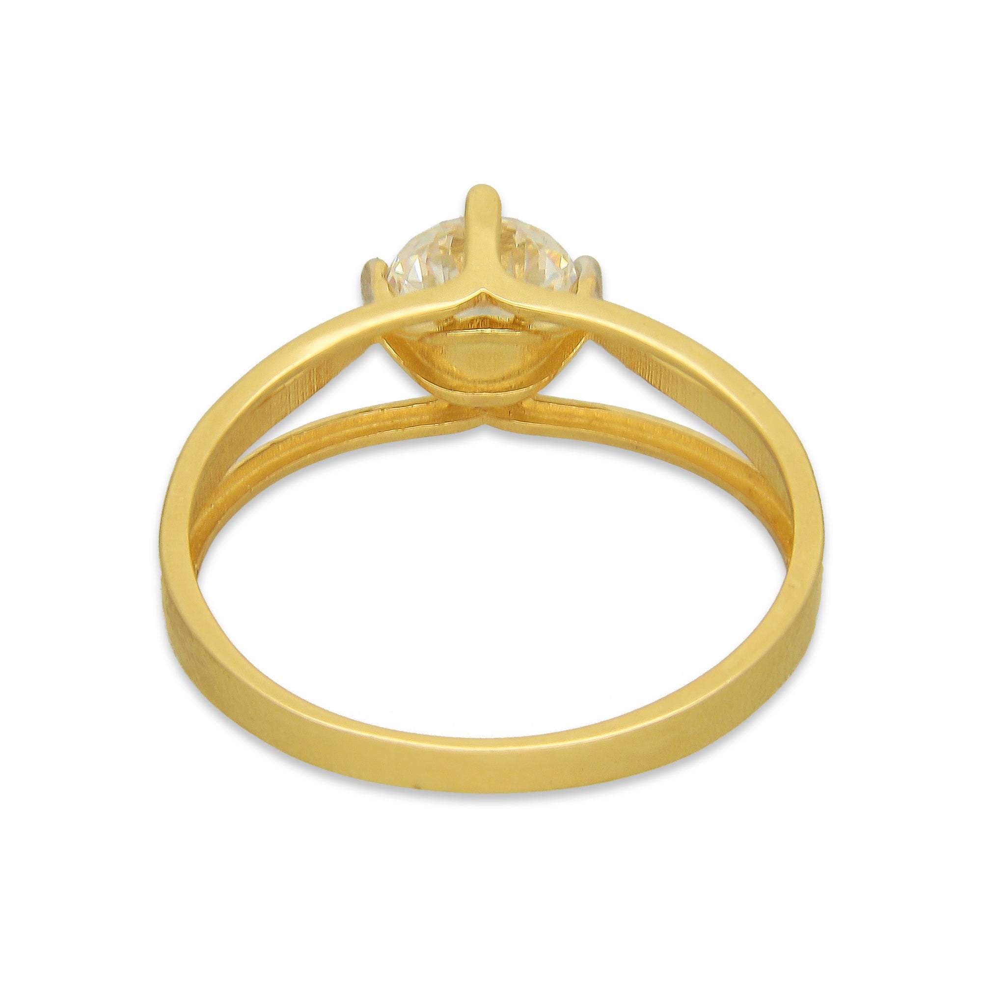 MR14AD028 Anillo Dama Solitario Oro Sólido 14K Modelo 3 Lineas Lisas Florentino 6 mm Zirconia Principal