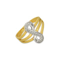 MR14AD036 Anillo Dama Oro Sólido 14K Modelo Infinito Vertical con Zirconias