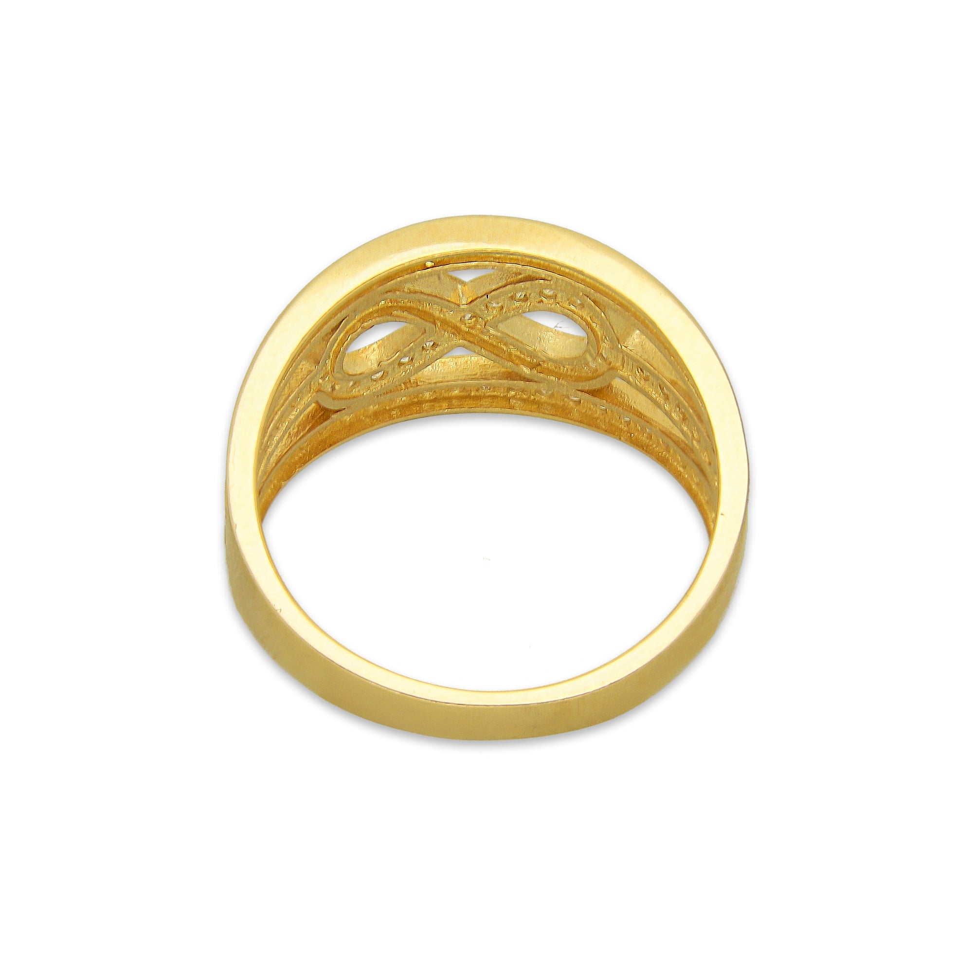 MR14AD037 Anillo Dama Oro Sólido 14K Modelo Infinito 3 Lineas con Zirconias
