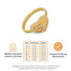 MR14AD038 Anillo Dama Oro Sólido 14K Modelo Corazón Espejo con Mini Corazón