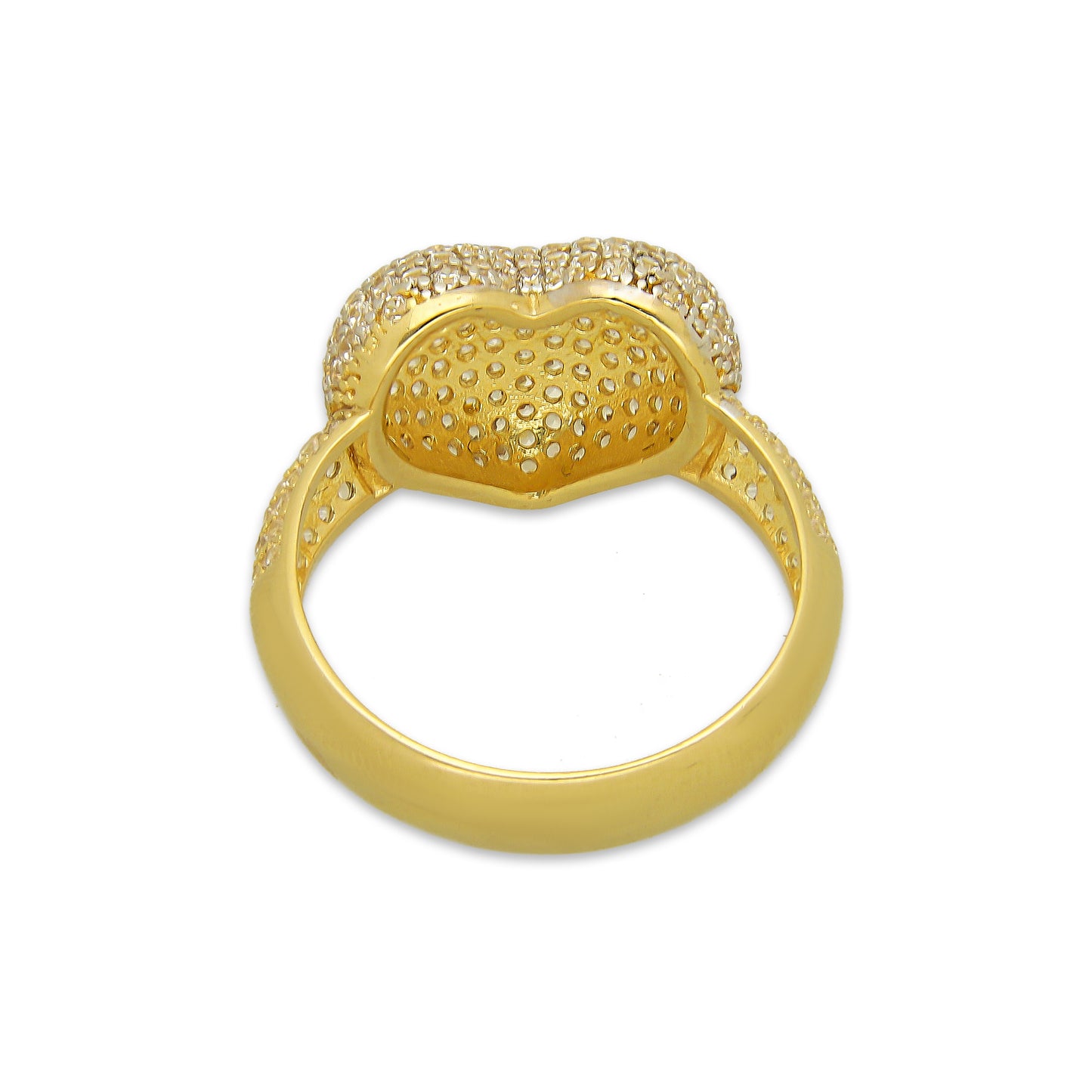 MR14AD039 Anillo Dama Oro Sólido 14K Modelo Corazón Bombeado Pavé