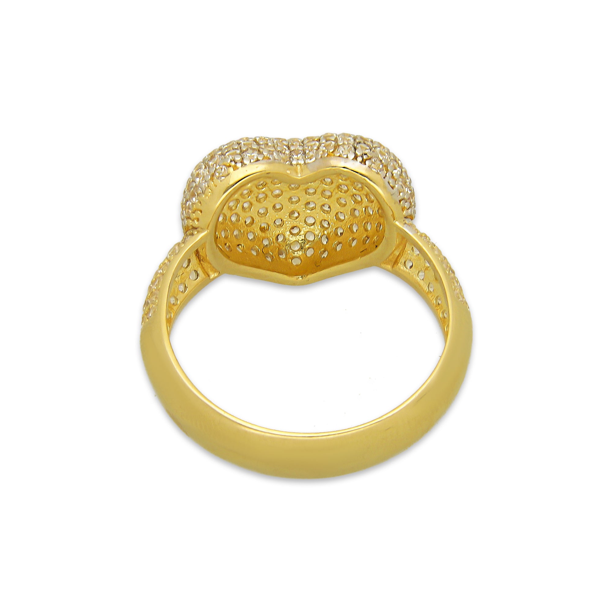 MR14AD039 Anillo Dama Oro Sólido 14K Modelo Corazón Bombeado Pavé