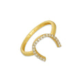 MR14AD043 Anillo Dama Oro Sólido 14K Modelo Herradura Sencilla Con Zirconia