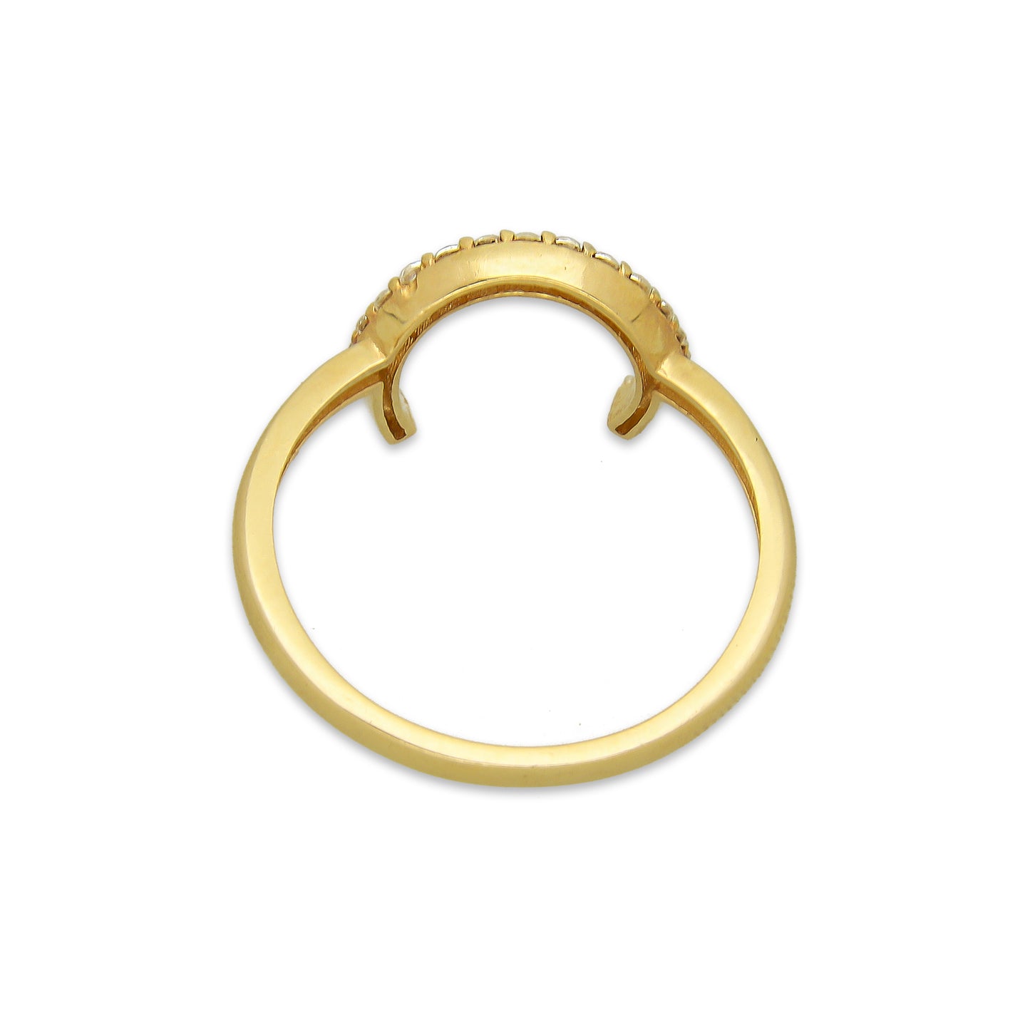 MR14AD043 Anillo Dama Oro Sólido 14K Modelo Herradura Sencilla Con Zirconia
