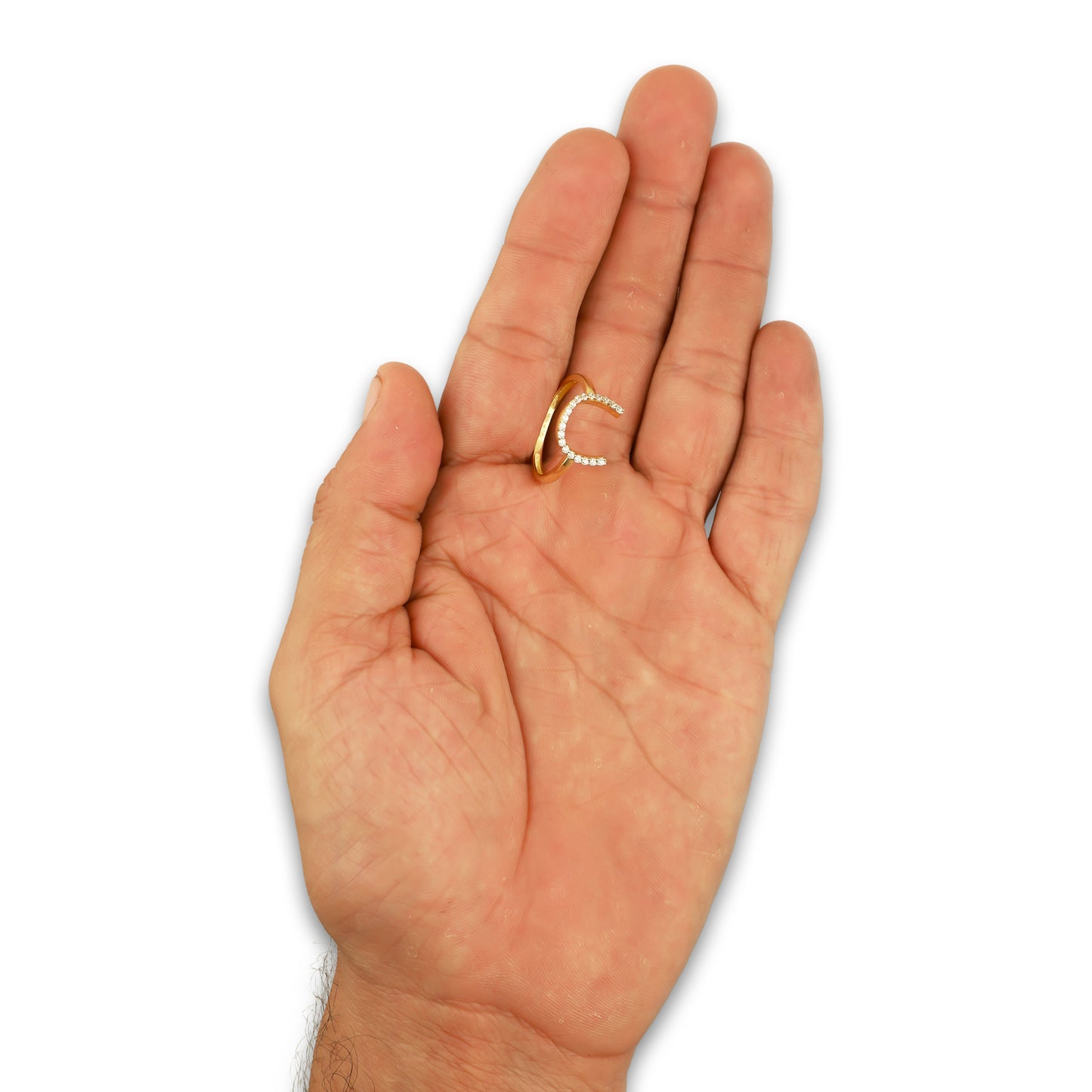 MR14AD043 Anillo Dama Oro Sólido 14K Modelo Herradura Sencilla Con Zirconia