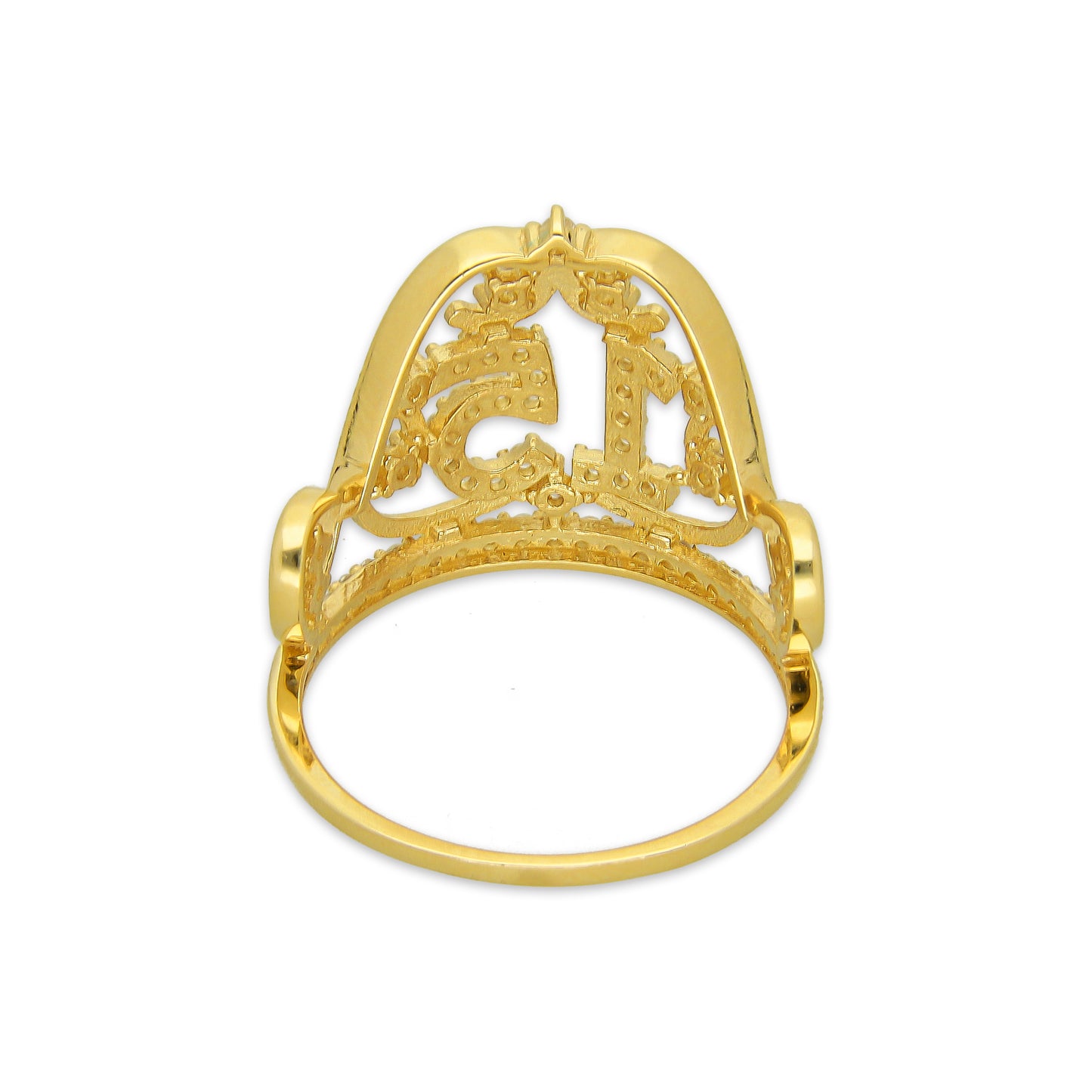 MR14AD046 Anillo Dama Oro Sólido 14K Modelo XV Años Número con Zirconias