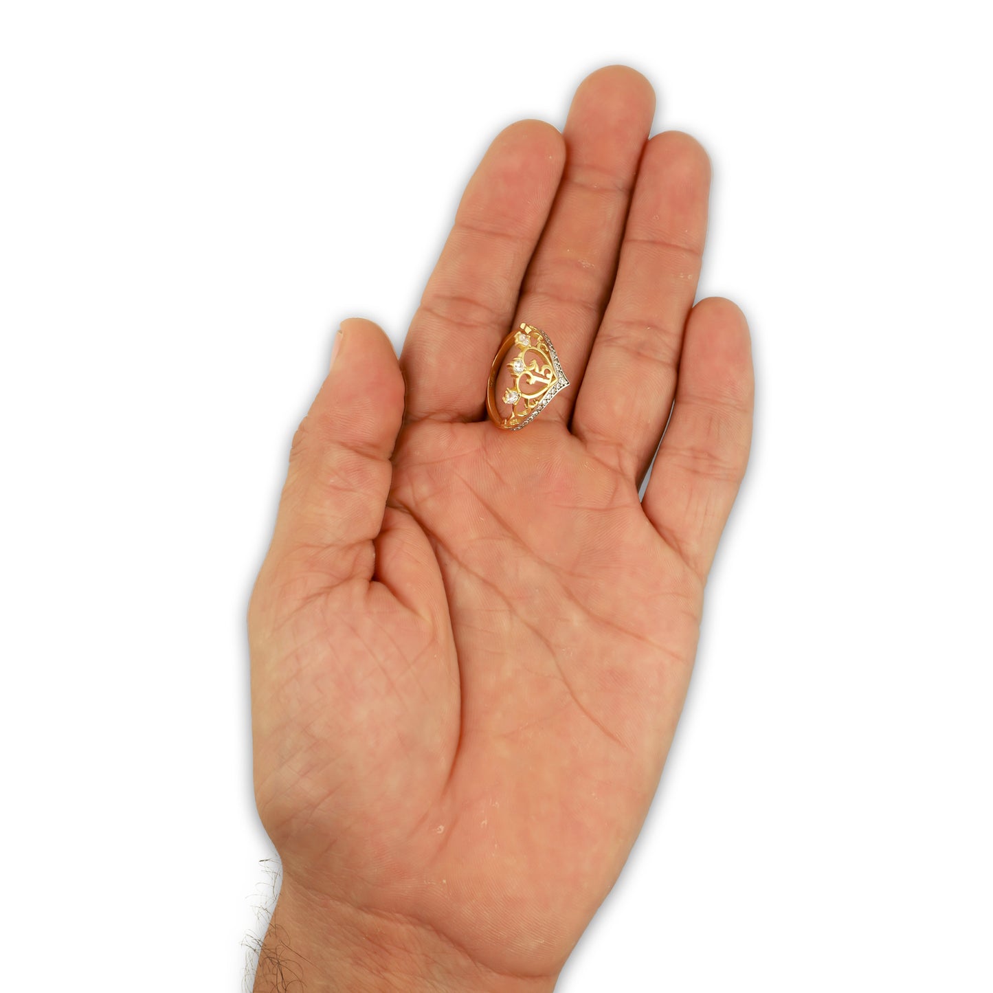 MR14AD048 Anillo Dama Oro Sólido 14K Modelo XV Años 3 Zirconias Superiores