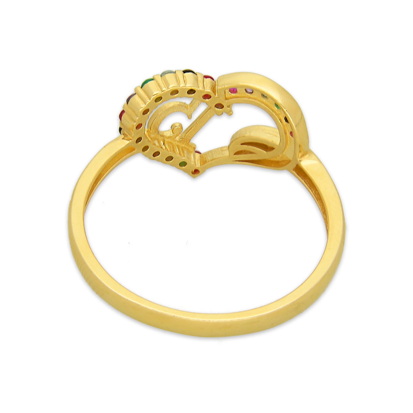 MR14AD050 Anillo Dama Oro Sólido 14K Modelo XV Años Corazón Multicolor