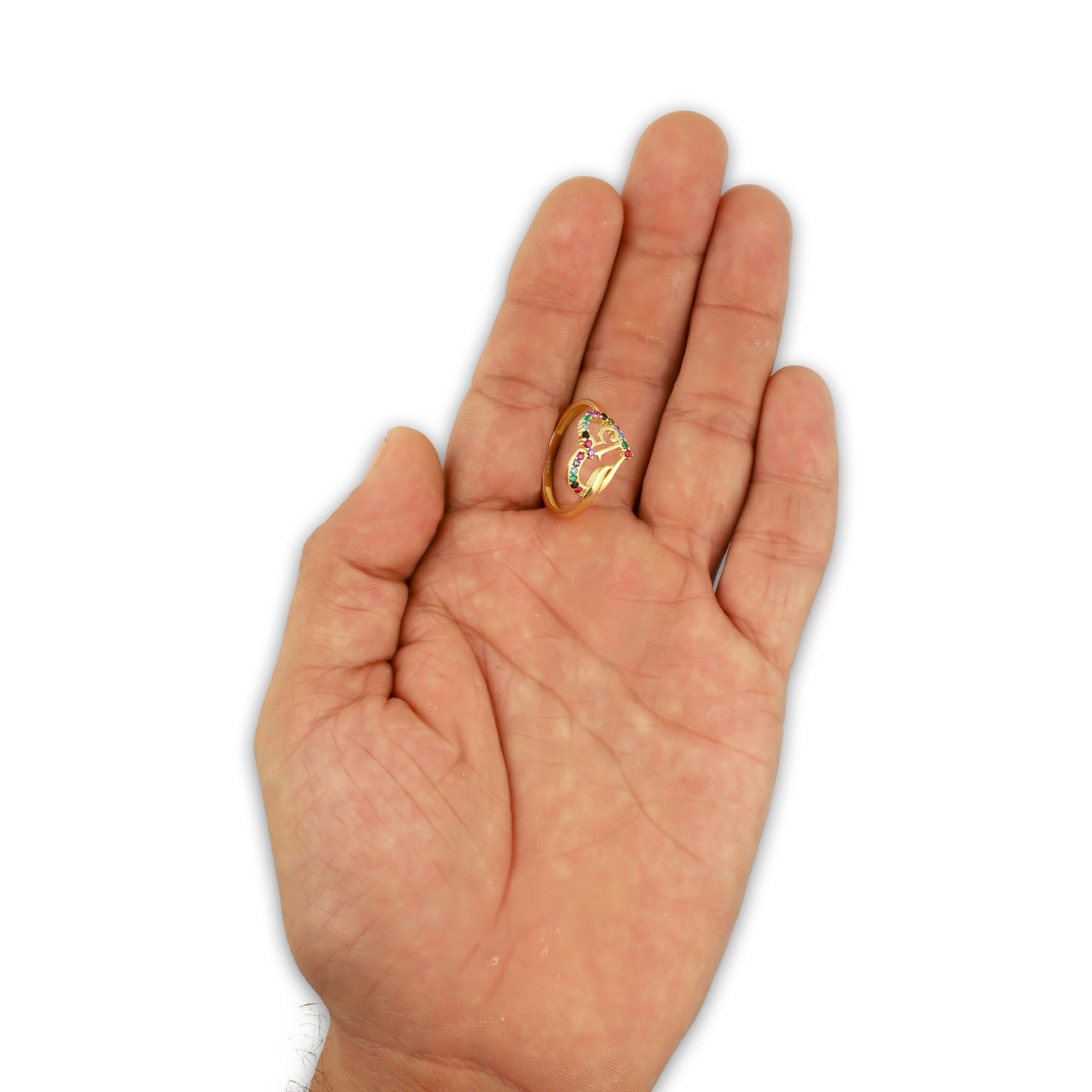 MR14AD050 Anillo Dama Oro Sólido 14K Modelo XV Años Corazón Multicolor