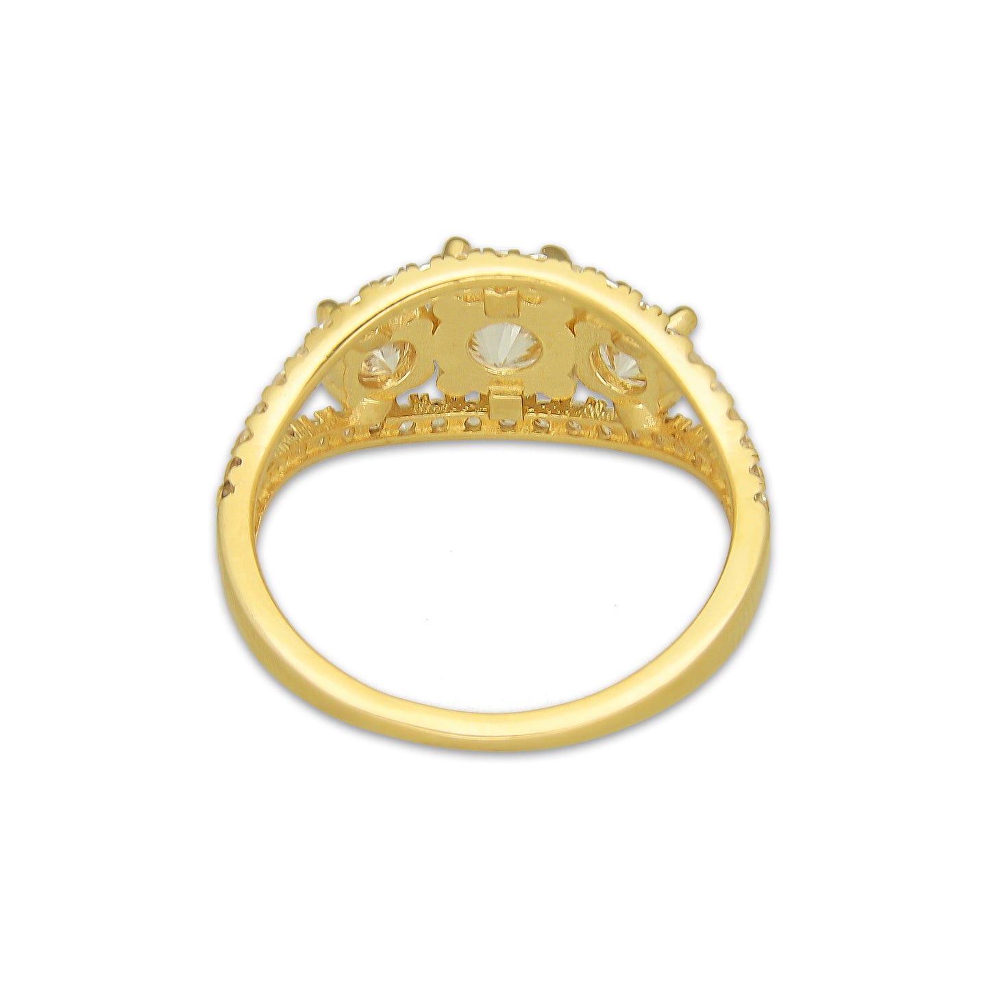 MR14AD056 Anillo Dama Oro Sólido 14K Modelo Solitariio Triada 6 mm Zirconia Principal