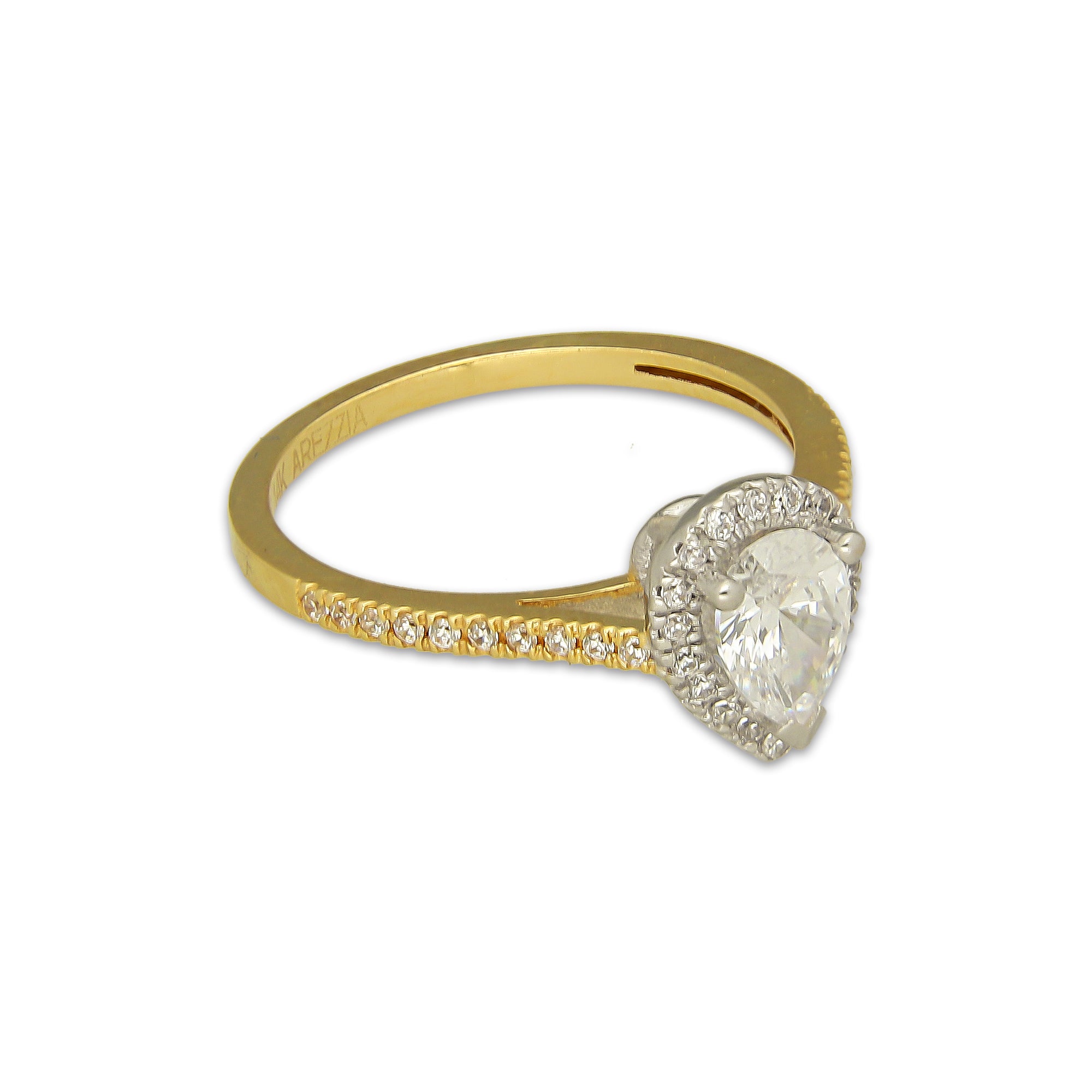 MR14AD057 Anillo Dama Oro Sólido 14K Modelo Solitario Gota 8 mm Zirconia Principal