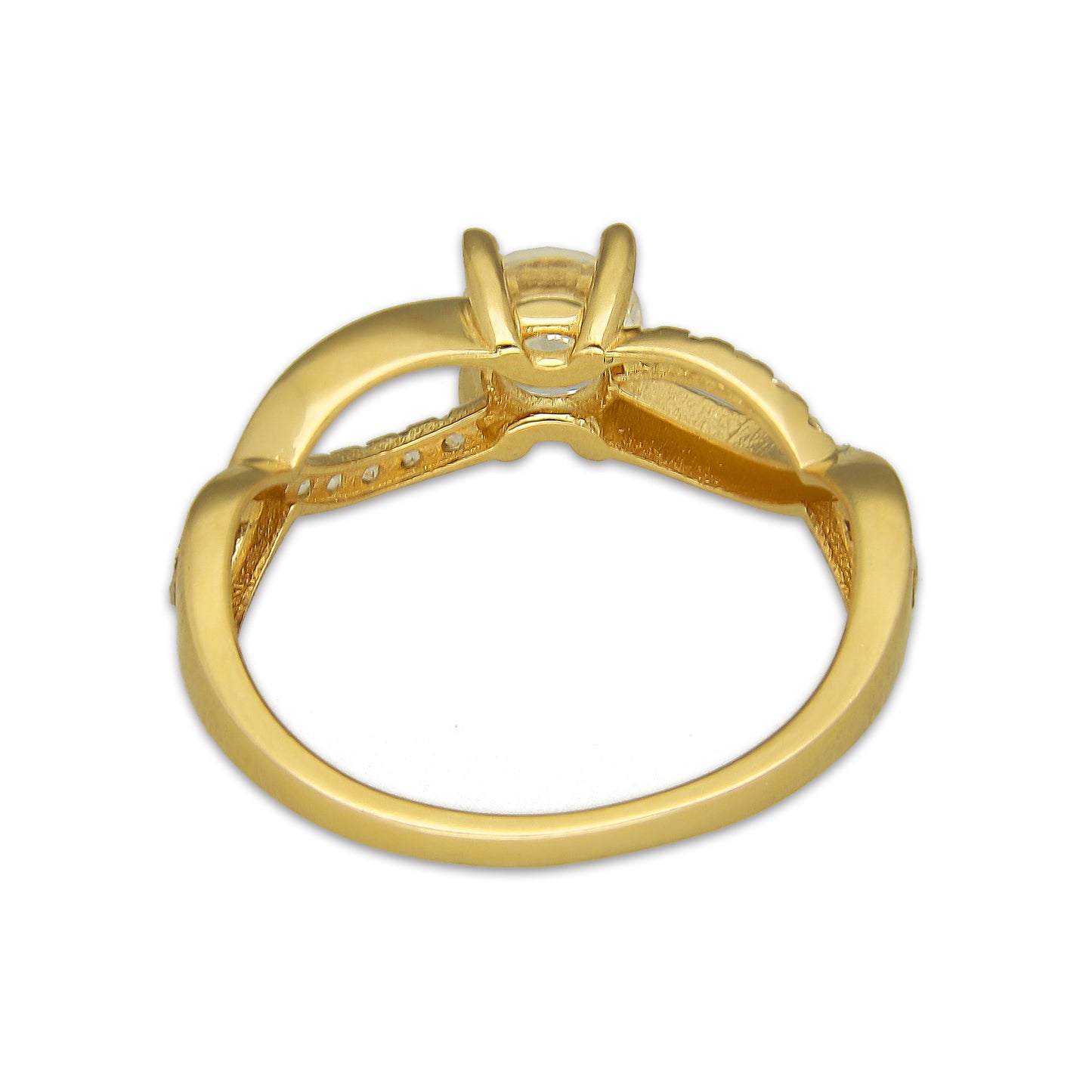 MR14AD061 Anillo Dama Oro Sólido 14K Modelo Solitario Ondas 5 mm Zirconia Principal