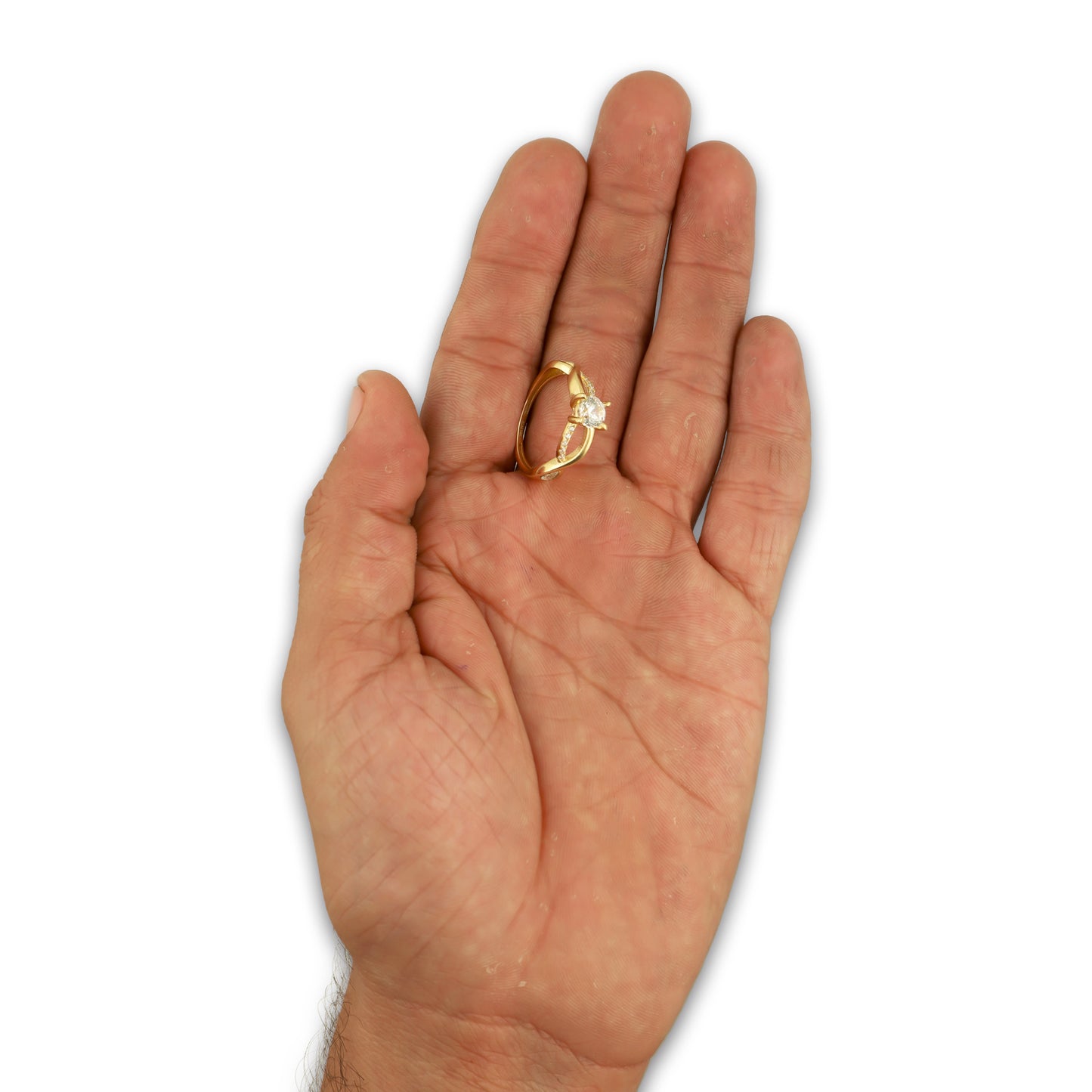 MR14AD061 Anillo Dama Oro Sólido 14K Modelo Solitario Ondas 5 mm Zirconia Principal