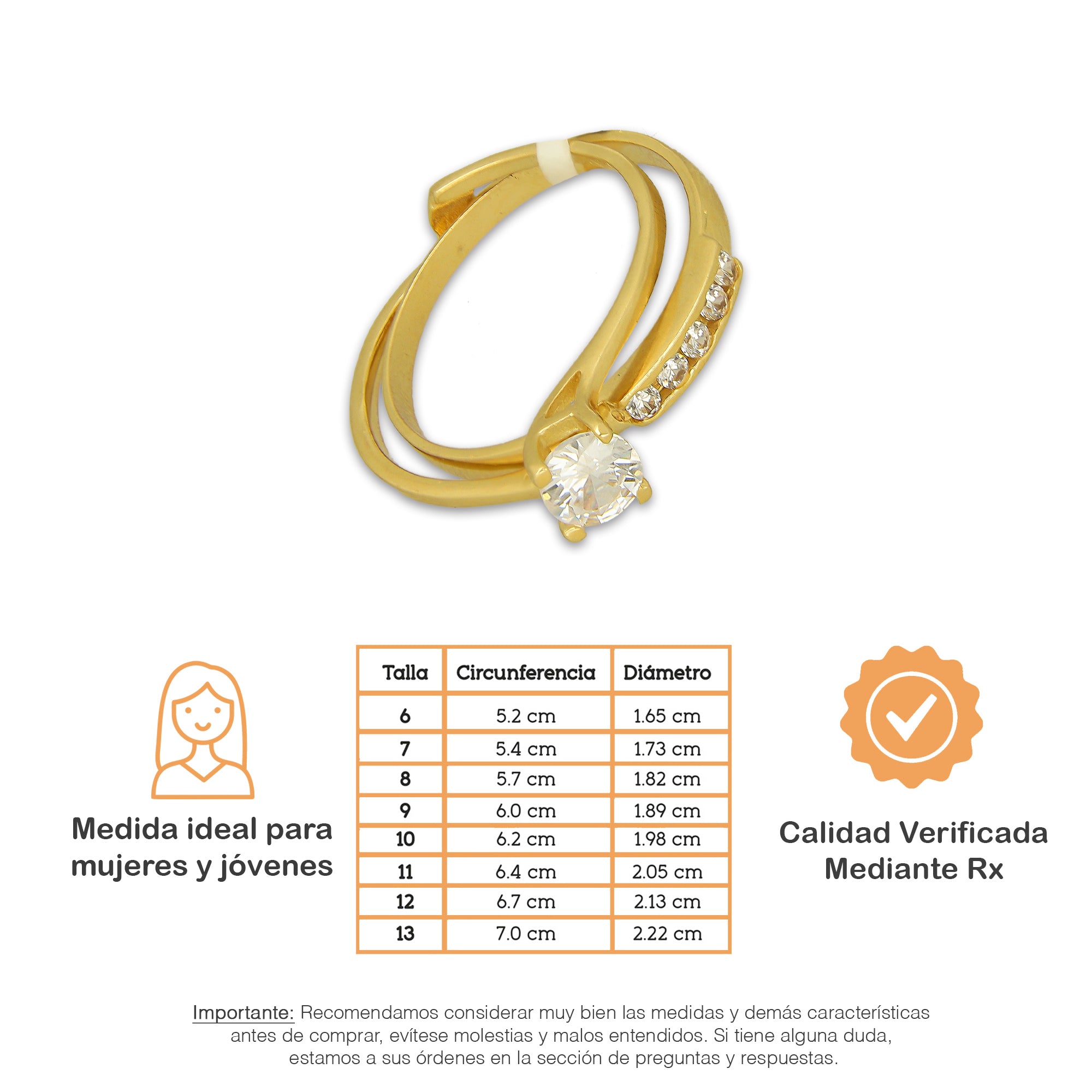 MR14AD064 Anillo Dama Oro Sólido 14K Modelo Solitario Alianza Torcido 5 mm Zirconia Principal