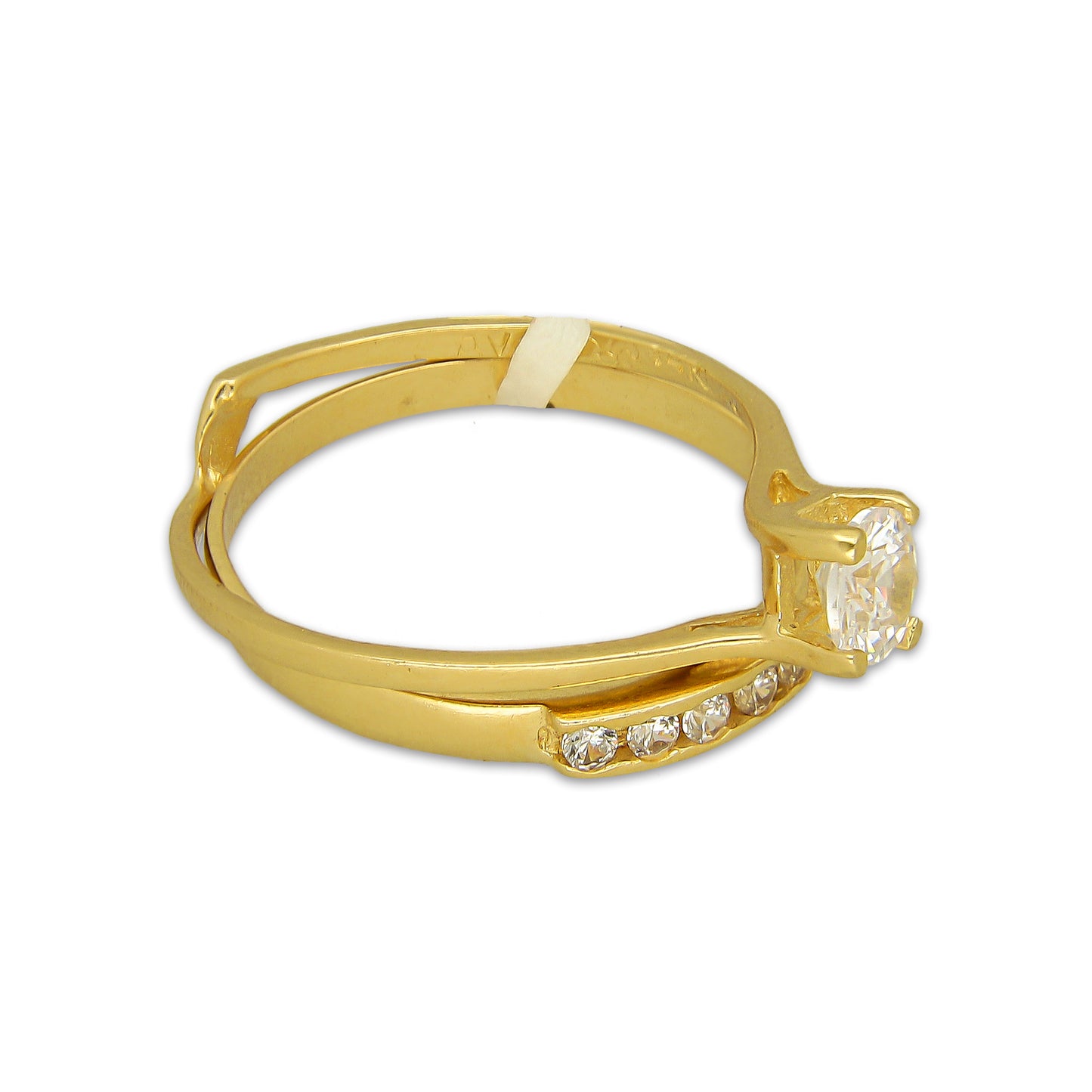 MR14AD064 Anillo Dama Oro Sólido 14K Modelo Solitario Alianza Torcido 5 mm Zirconia Principal