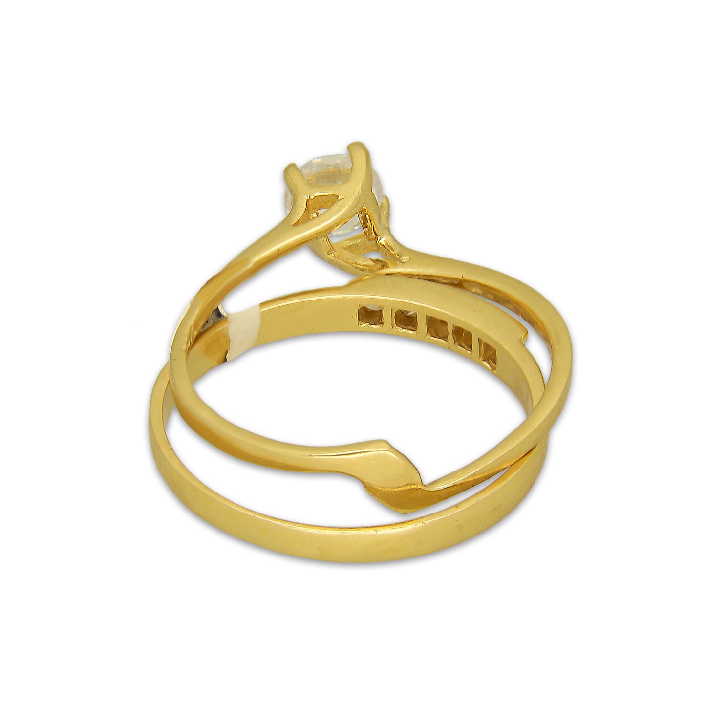 MR14AD064 Anillo Dama Oro Sólido 14K Modelo Solitario Alianza Torcido 5 mm Zirconia Principal