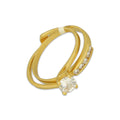 MR14AD064 Anillo Dama Oro Sólido 14K Modelo Solitario Alianza Torcido 5 mm Zirconia Principal