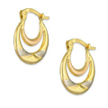 MR14AR002 Arete Arracada Oro Sólido 14K Modelo Canasta Ribon Doble Aro 1.4 cm