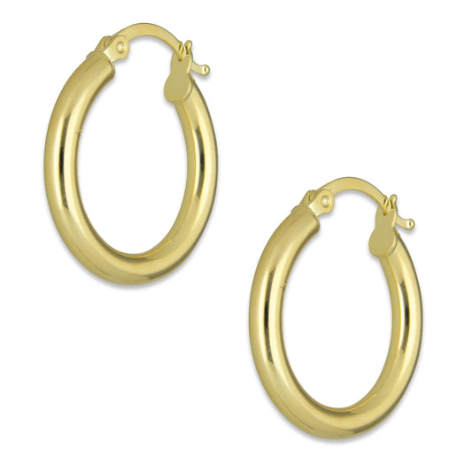 MR14AR006 Arete Arracada Oro Sólido 14K Modelo Tubo Grueso Lisa 2 cm