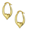 MR14AR007 Arete Arracada Oro Sólido 14K Modelo Bombeada Heart 1.8 cm