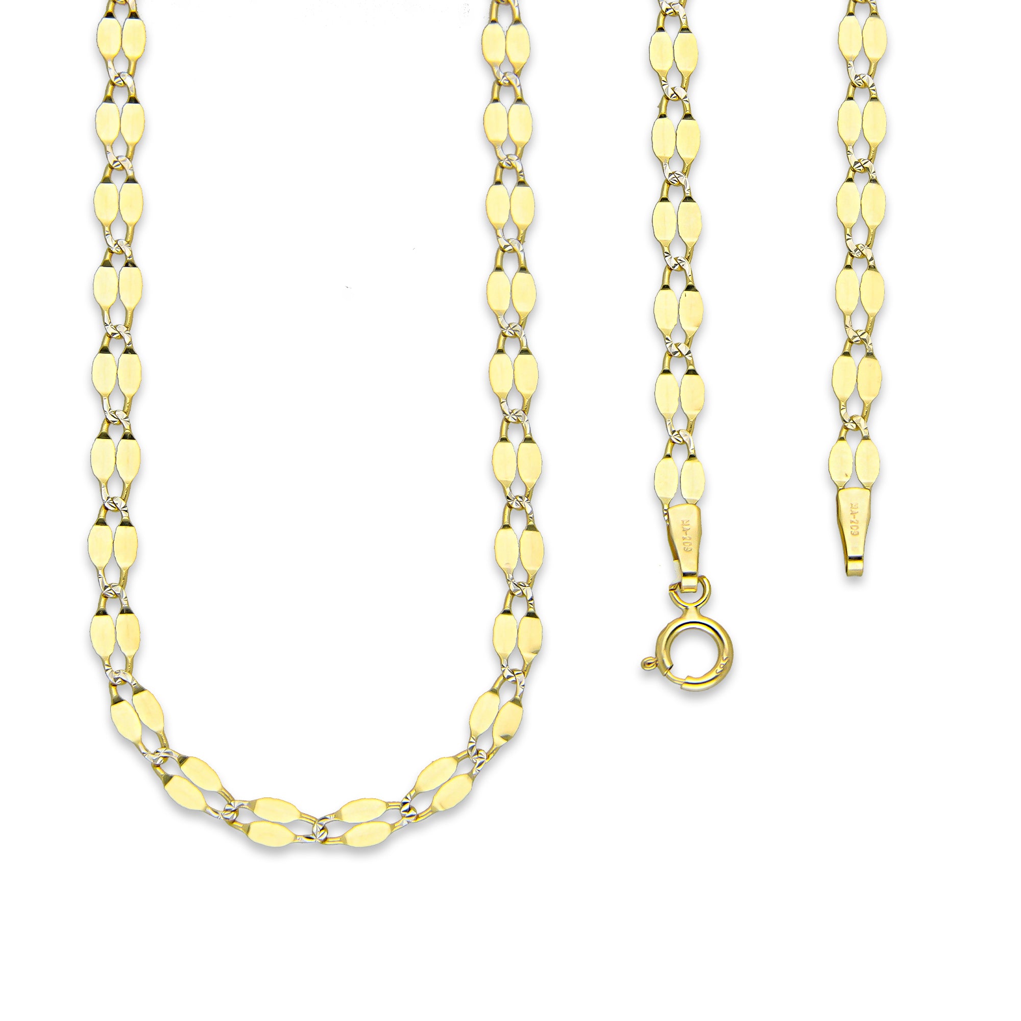 MR14CU019-45 Cadena Oro Sólido 14K EMC14 Modelo Ancla Lisa Forjada Eslabones Largos 3 mm x 45 cm