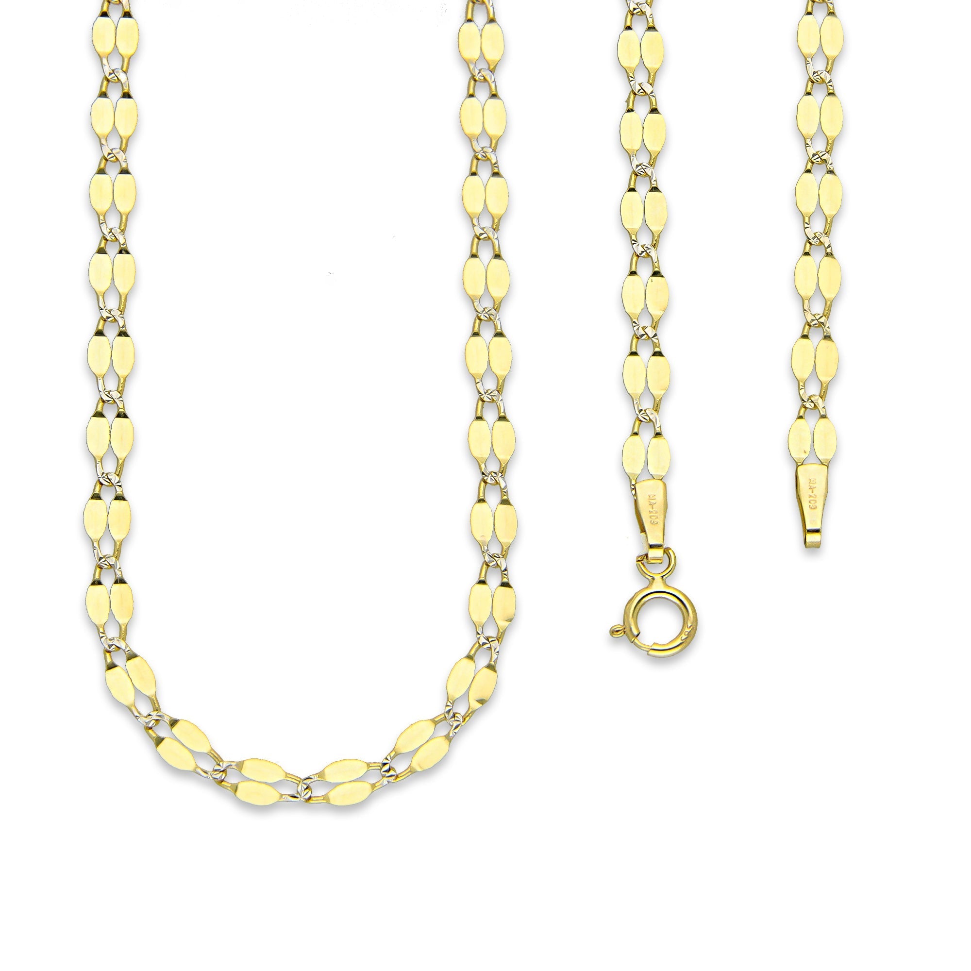 MR14CU019-45 Cadena Oro Sólido 14K EMC14 Modelo Ancla Lisa Forjada Eslabones Largos 3 mm x 45 cm
