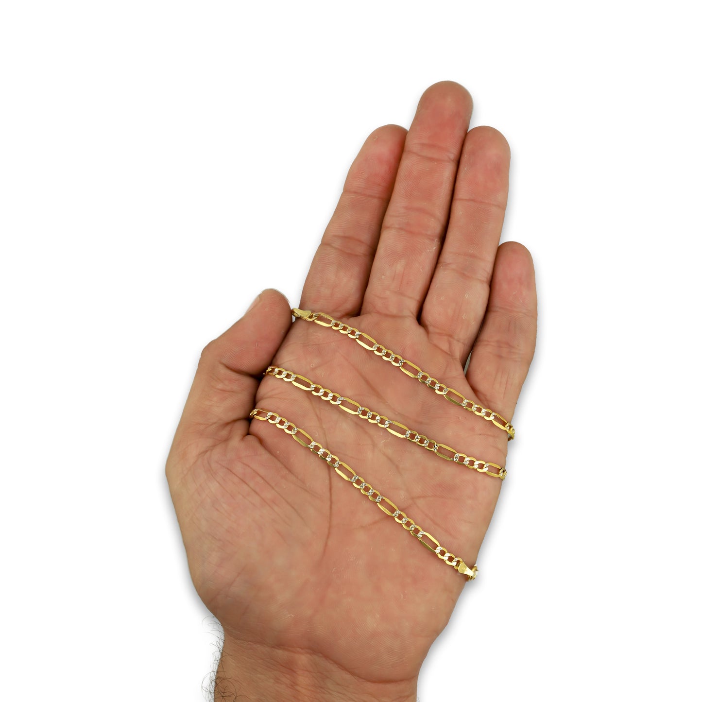 MR14CU024-45 Cadena Oro Sólido 14K EMF14 Modelo Fígaro 3*1 Diamantada 3 mm x 45 cm