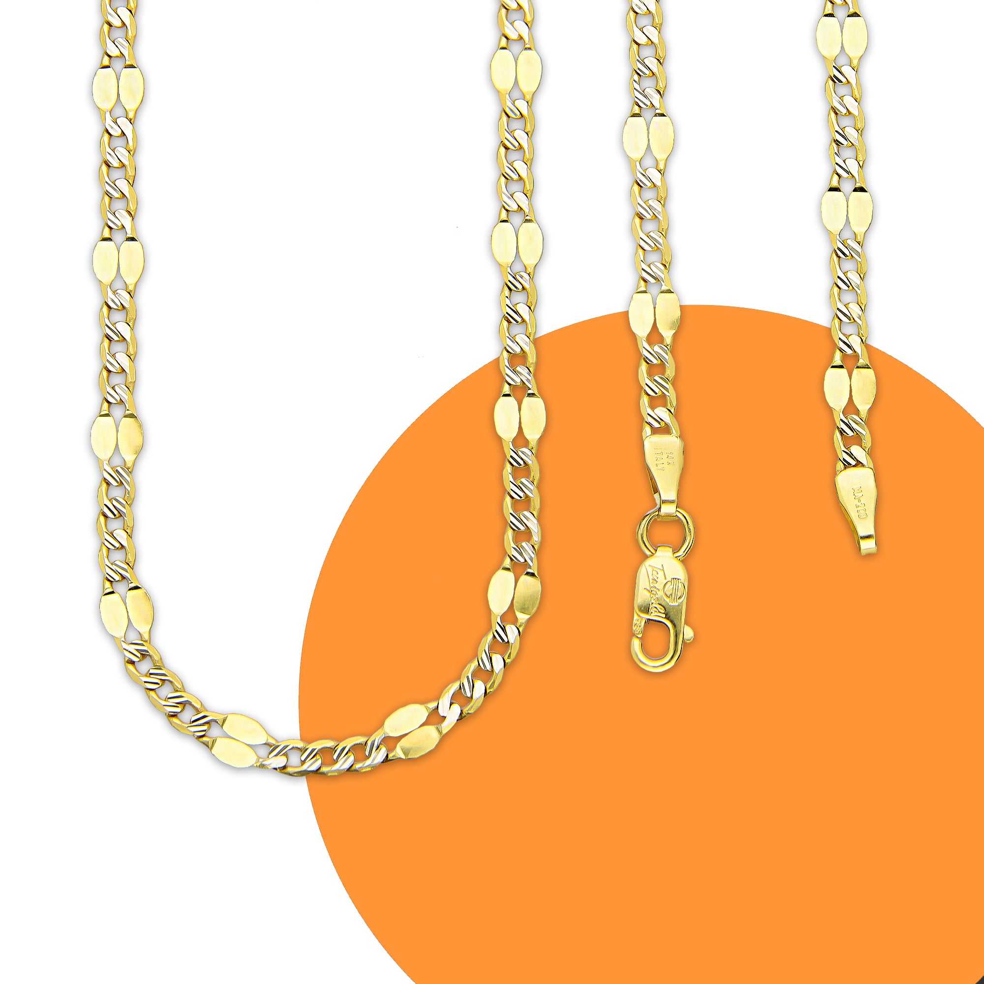 MR14CU042-60 Cadena Oro Sólido 14K EMC14 Modelo Ancla Lisa Forjada 3*1 2 mm x 60 cm