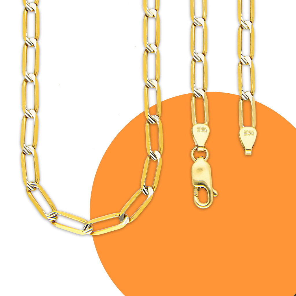 MR14CU046-60 Cadena Oro Sólido 14K EMC14 Modelo Ojillo Diamantada 0X1 4 mm x 60 cm