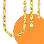 MR14CU049-60 Cadena Oro Sólido 14K EMF14 Modelo Torsal Figaro 4 mm x 60 cm