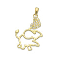MR14DJ048 Dije Oro Sólido 14K Elefante y Corazon con Zirconia 1.7 cm x 2.8 cm